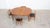 Large, extendable Danish round table from the 1960s with its 4 chairs, designed by Hans Olsen for the Danish manufacturer...