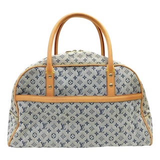 2001 Louis Vuitton Marie Navy Blue Monogram Canvas and Leather Hand Bag For Sale