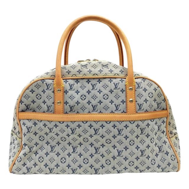 2001 Louis Vuitton Marie Navy Blue Monogram Canvas and Leather Hand Bag For Sale