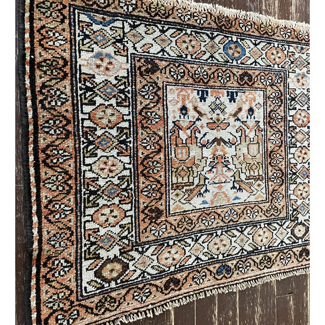 Antique Bakhtiari Rare Rug, the Prince and His Bird Guards, 2' X 2;7" For Sale In Chicago - Image 6 of 7