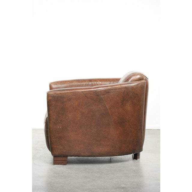 Club Chair in Brown Cowhide Leather For Sale - Image 5 of 16