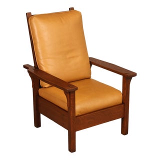 Gustav Stickley Antique Mission Oak Morris Chair Model 346 For Sale