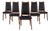 Mid Century Walnut and Vinyl Dining Chairs Attributed to Brown Saltman For Sale