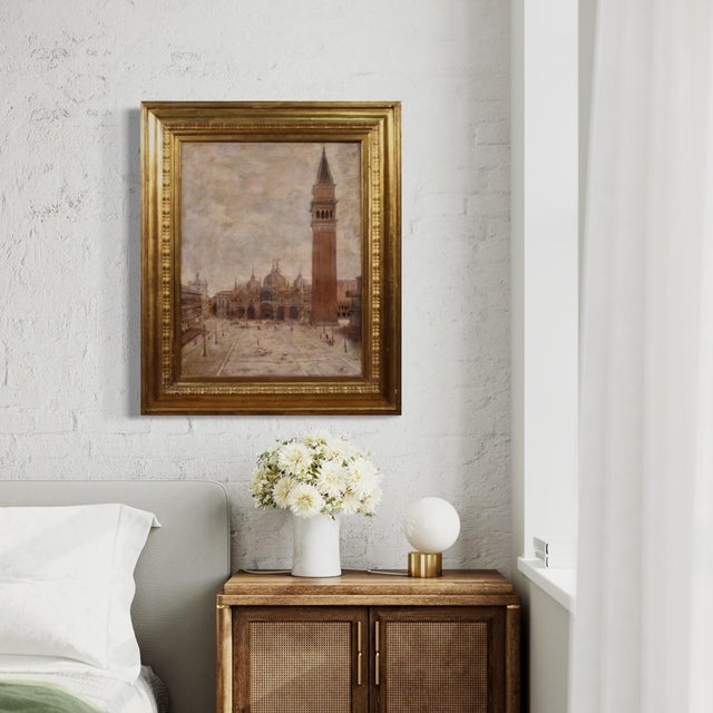 View of St. Mark's Square, 1917, Oil on Canvas, Framed For Sale - Image 4 of 16