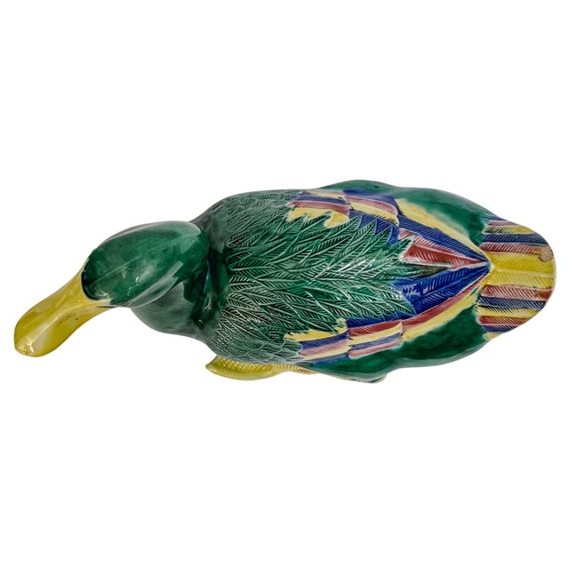 Emerald Mid 20th Century Chinese Emerald Green Glazed Ceramic Duck Figurines For Sale - Image 8 of 15