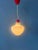 Glass Mid-Century Milk Glass Pendant Lamp with Red Top and Ceiling Cap For Sale - Image 7 of 11