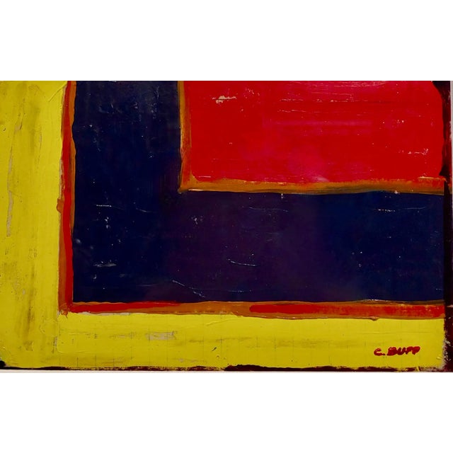 Conrad Buff Yellow Red & Black Abstract 1960s California Modernist Oil Painting Chairish