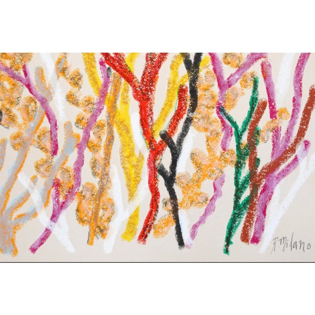 Abstract 2025, Abstract Organic Seascape, Coral Forest, Orange Marine Flora, Gouache Crayon on Watercolor Paper by Romina Milano For Sale - Image 3 of 8
