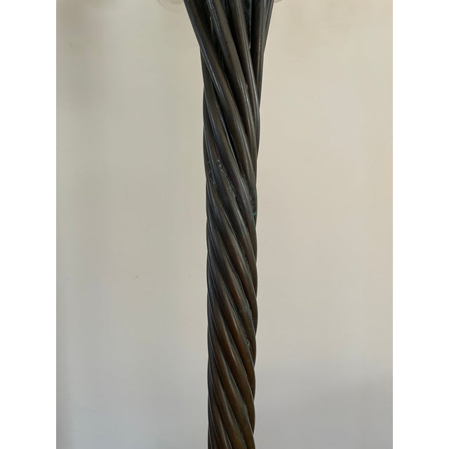 Mid 20th Century Tiffany Style Bronze Art Nouveau 12 Arm Lily Pad Tulip Floor Lamp For Sale In New York - Image 6 of 12