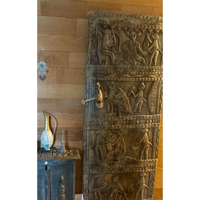 Late 19th Century (Circa1880-1950) Hand Carved From Single Slab of Yoruba Art Nigerian Tribal African Dogon Door Panel For Sale - Image 5 of 6