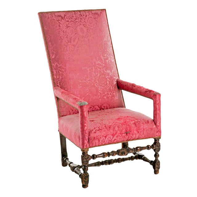 Early 18th Century French Pink Upholstered Armchair For Sale