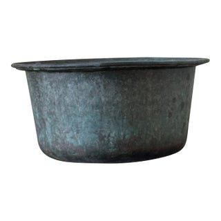 Antique French Copper Vessel With Verdigris Patina For Sale