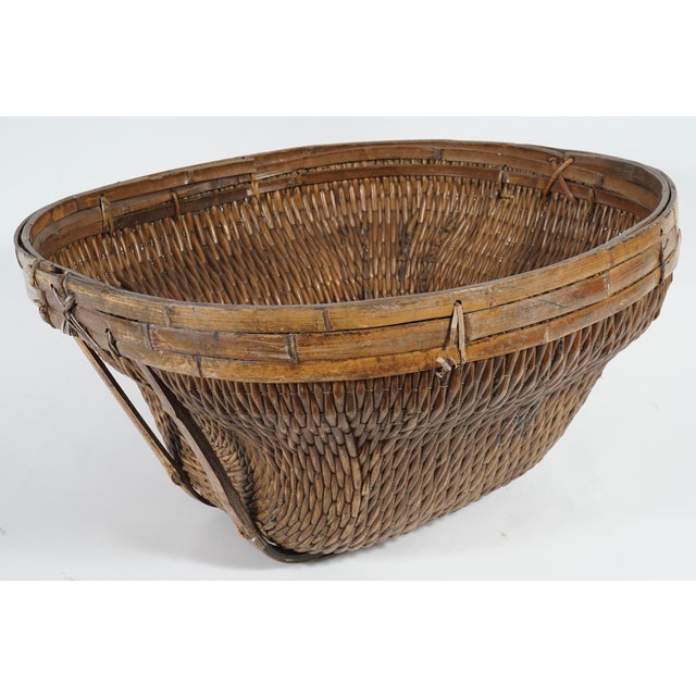 Large Vintage Chinese Handwoven Water Basket For Sale In Miami - Image 6 of 11