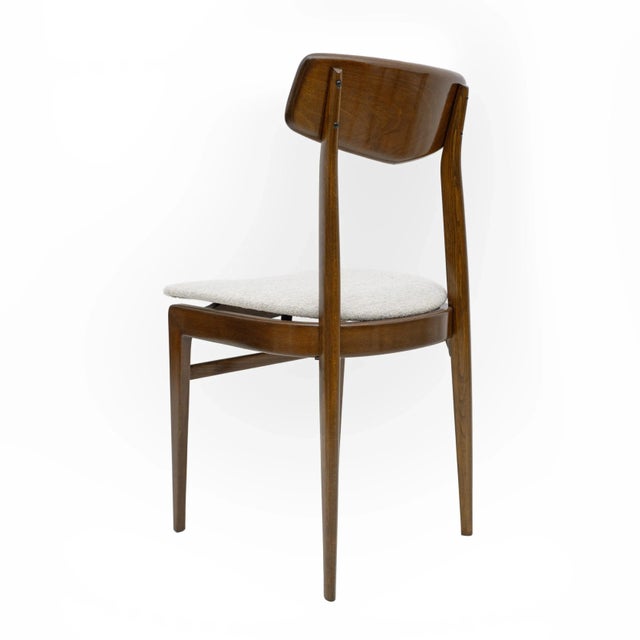 Walnut-Stained Beech and Bouclè Fabric Dining Chairs, Denmark, 1960s, Set of 6 For Sale - Image 4 of 11