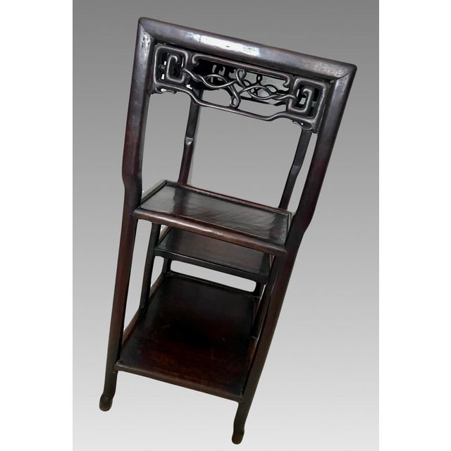 Wood Antique Chinese Step Style Rosewood Tiered Side Table, Plant Stand (Hongmu / Blackwood) For Sale - Image 7 of 9