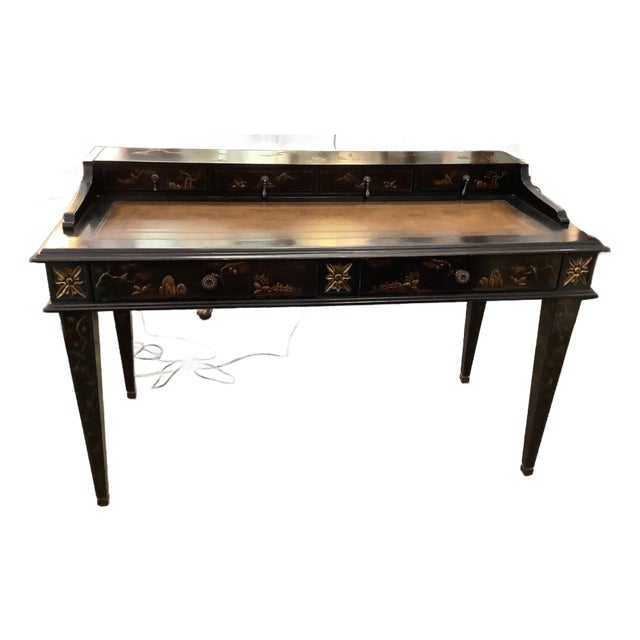 Black Chinoiserie Writing Desk For Sale