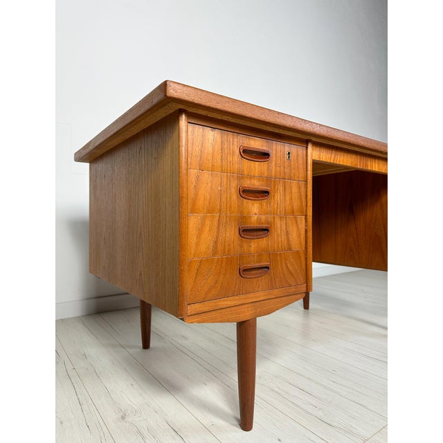Large Vintage Danish Teak Writing Desk, 1960s For Sale - Image 4 of 15