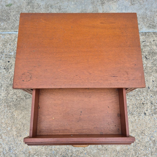 Mid-Century Modern Mid-20th Century Italian Provincial Walnut Veneer Night Stand Side End Table For Sale - Image 3 of 9