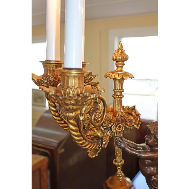 Late 19th Century French Belle Epoque Bronze Putti Cherub 9 Light Chandelier For Sale - Image 17 of 18