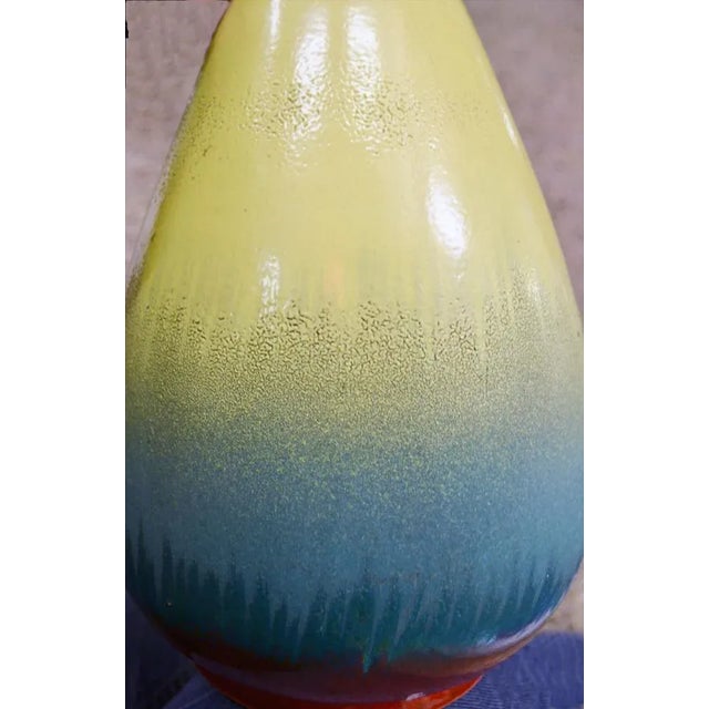 - Pair of ceramic vases, 1950s - With decoration in matt and shiny enamels - Dimensions bigger vase: cm h 50 x diam 18