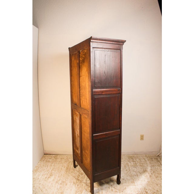 1920s Antique French Provincial Carved Oak Bonnetière Cabinet For Sale - Image 5 of 14