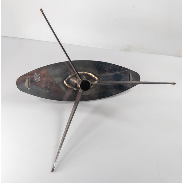 Metal 1990's Mid-Century Modern Style Abstract Steel Sculpture, Signed For Sale - Image 7 of 9