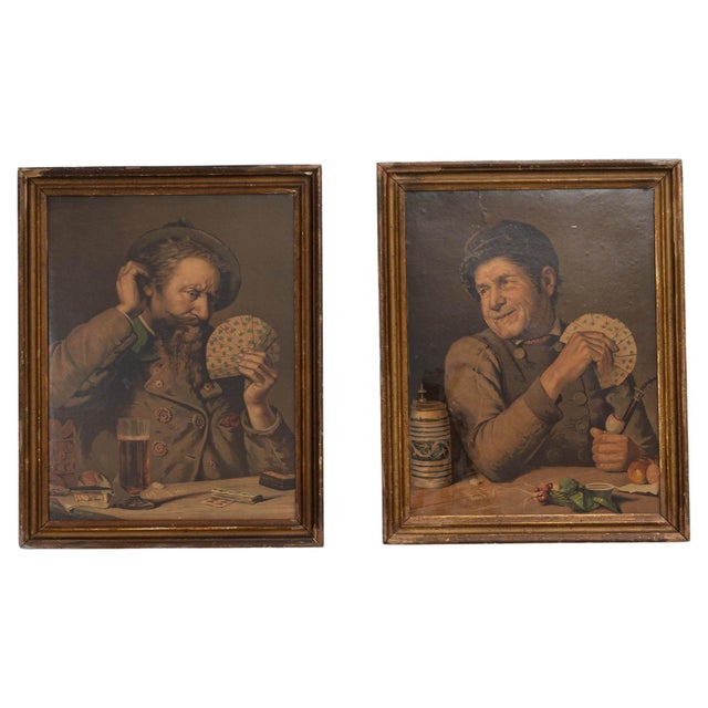 Brown 20th Century French Brown Wooden Framed Wall Art Decor - A Pair For Sale - Image 8 of 18