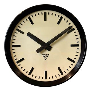 Industrial Bakelite Factory Wall Clock from Pragotron, 1960s For Sale