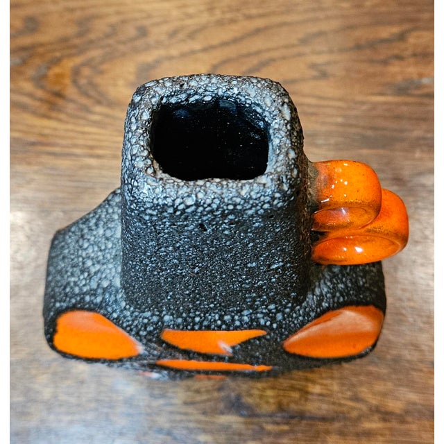 Orange Mid Century Orange Fat Lava "Banjo Vase" by Roth Keramik For Sale - Image 8 of 10