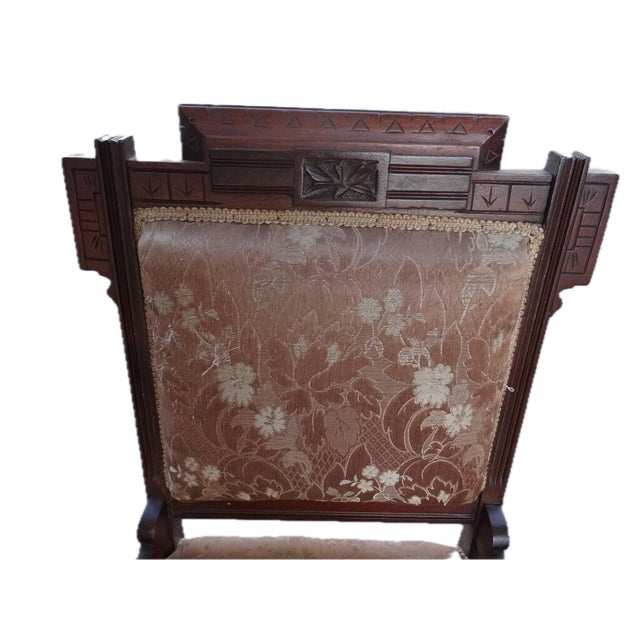 19th Century Victorian Eastlake Carved Walnut Upholstered Side Chair For Sale - Image 9 of 18