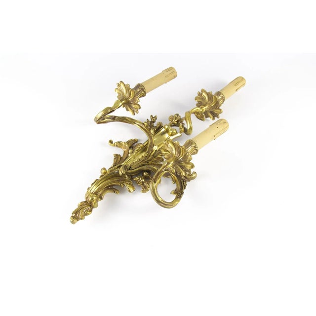 French Gilt Bronze 3-Light Sconce, 1920s For Sale - Image 16 of 18