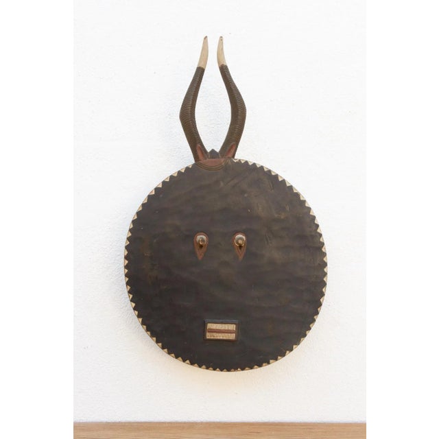 Black Midnight Black Painted African Sun Mask For Sale - Image 8 of 11