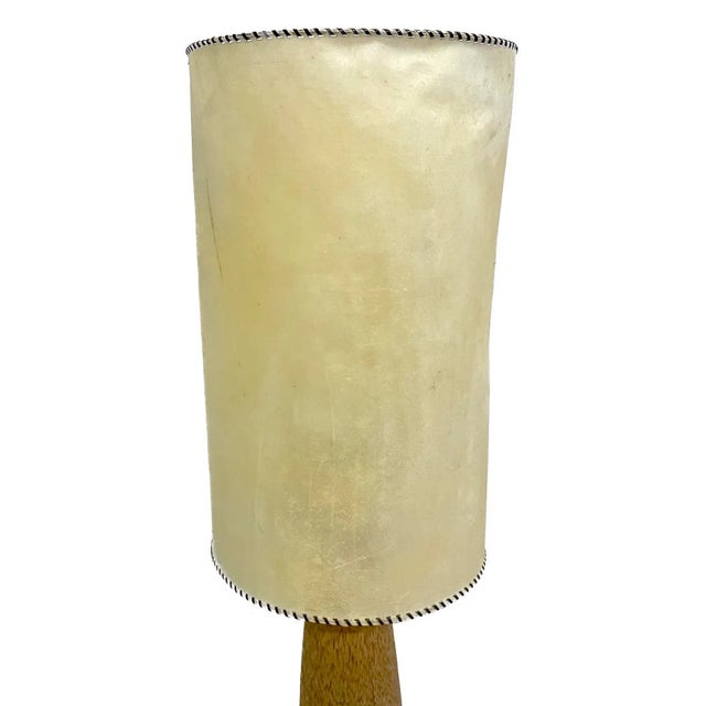 Vintage Palm Wood & Cowhide Lampshade Floor Lamp For Sale In Atlanta - Image 6 of 9