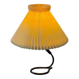 Metal Table Lamp With Le Klint Shade Danish Mid-Century Modern 1970s For Sale