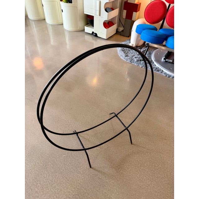 Metal 60s Solid Wrought Iron Fireplace Log Holder Hoop Design Umanoff Tepper Style For Sale - Image 7 of 12