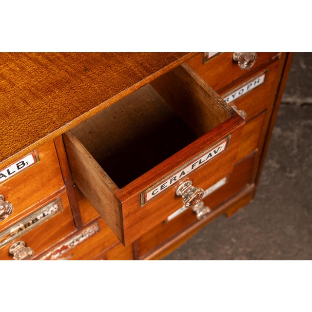 Wood Antique Wooden Apothecary Cabinet With Labeled Drawers For Sale - Image 7 of 9