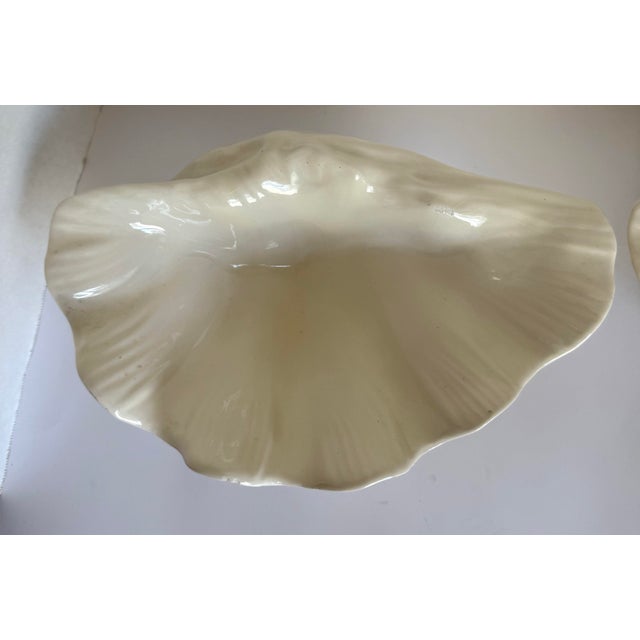 Contemporary 1979 Pair of Signed Studio Pottery Shell Form Ceramic Bowls Catchalls For Sale - Image 3 of 12