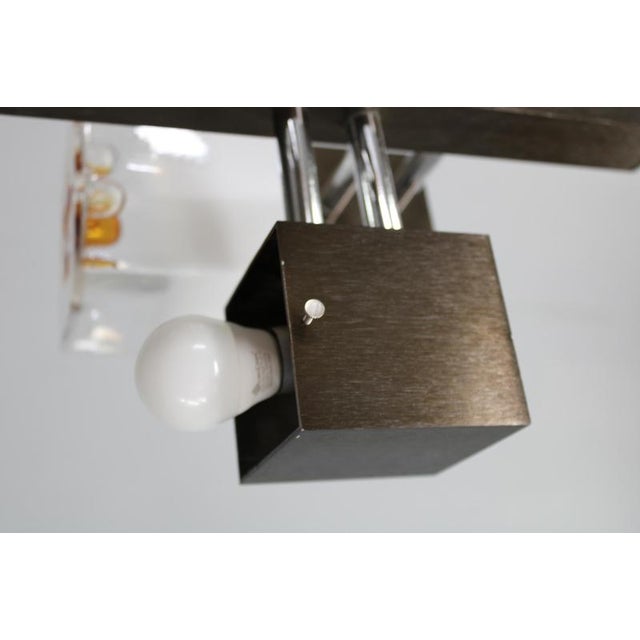 Vintage Italian Pendant Light with Murano Glass Shades and Anodized Metal Frame, 1970s For Sale - Image 15 of 16