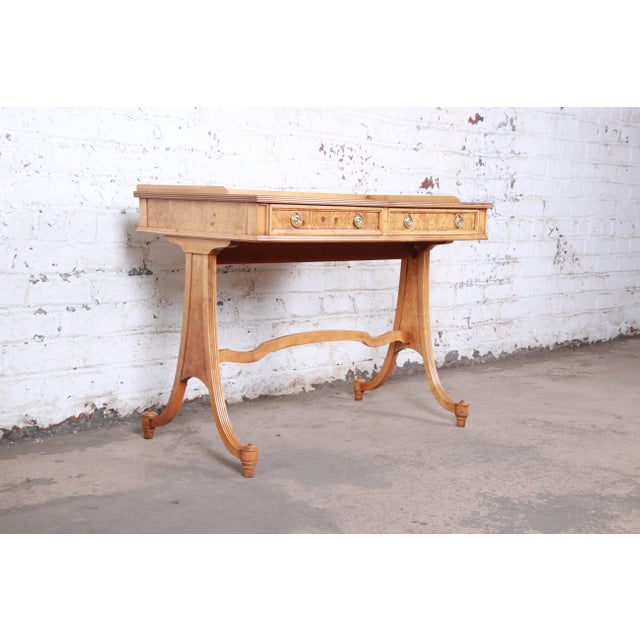 Baker Furniture Regency Burl Wood and Walnut Sofa Table or ...