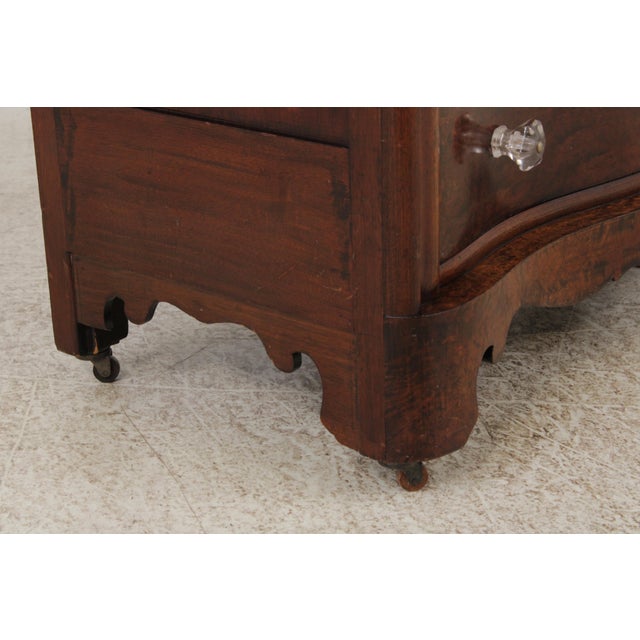 Wood Antique Empire Burl Walnut Marble Top Dresser W. Mirror For Sale - Image 7 of 18
