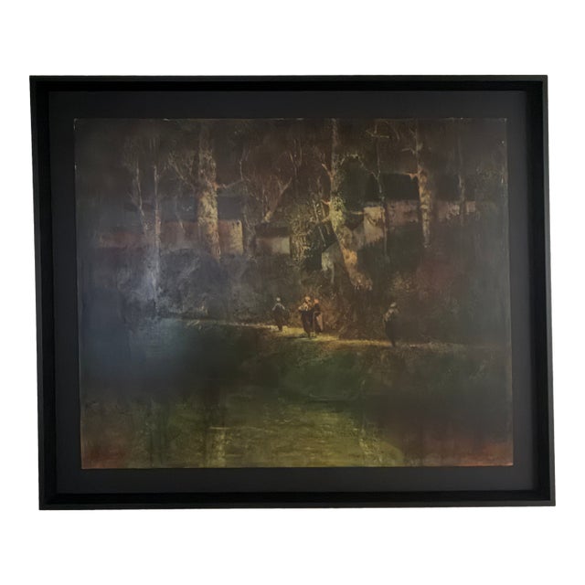 Late 20th Century Donald Roy Purdy (1924–2016) Atmospheric Woodland Landscape With Figures, Oil on Board For Sale
