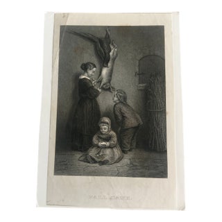 1875 Steel Engraving “Fall Game “ by Henrietta Browne For Sale