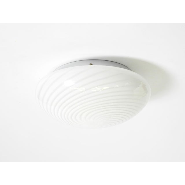 Postmodern Swirl Flush Mount in Glass and Metal Base, 1980s For Sale - Image 3 of 18