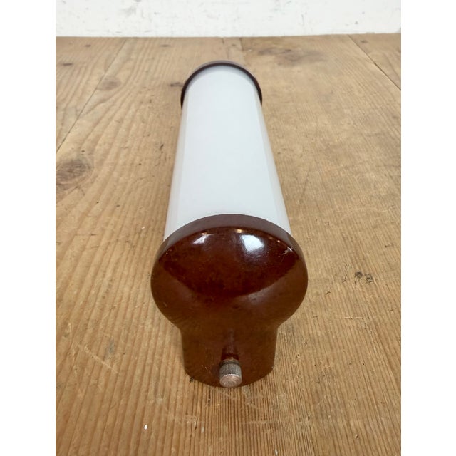 Industrial Brown Bakelite Wall Light with Milk Glass Shade from Elektrosvit, 1950s For Sale - Image 9 of 14