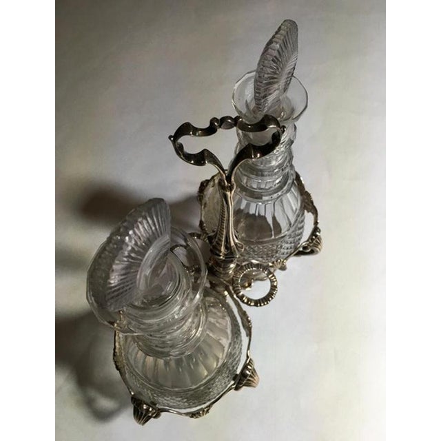 George IV Silver Cruet Service Set with Two Cut Glass Bottles, London, 1750s, Set of 3 For Sale - Image 15 of 18