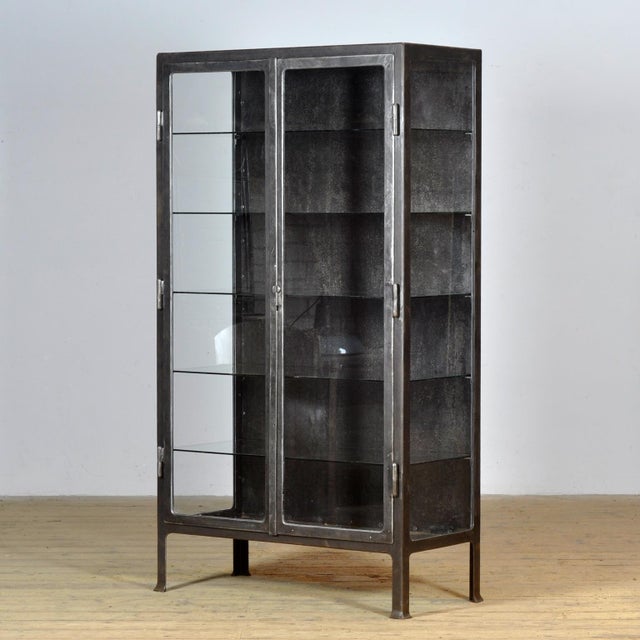 Industrial Polished Iron Medical Cabinet, 1930s For Sale - Image 3 of 10