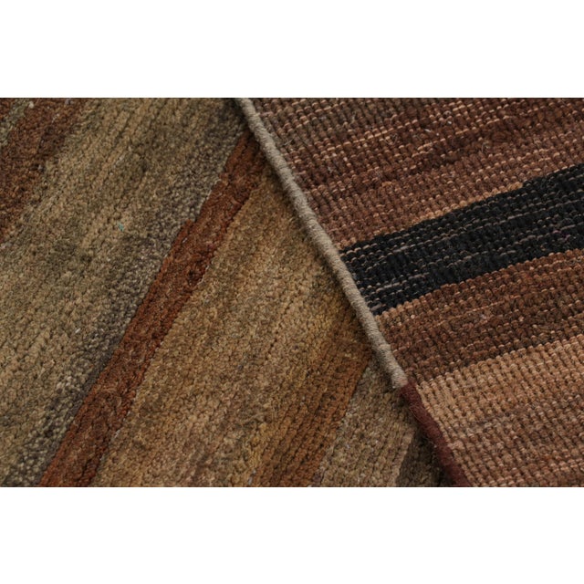 Textile Rug & Kilim’s Modern Textural Rug in Rich Browns and Umber Stripes and Striae For Sale - Image 7 of 7