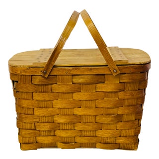 1980s Hand Woven Picnic Basket by Basketville of Putney, Vermont For Sale