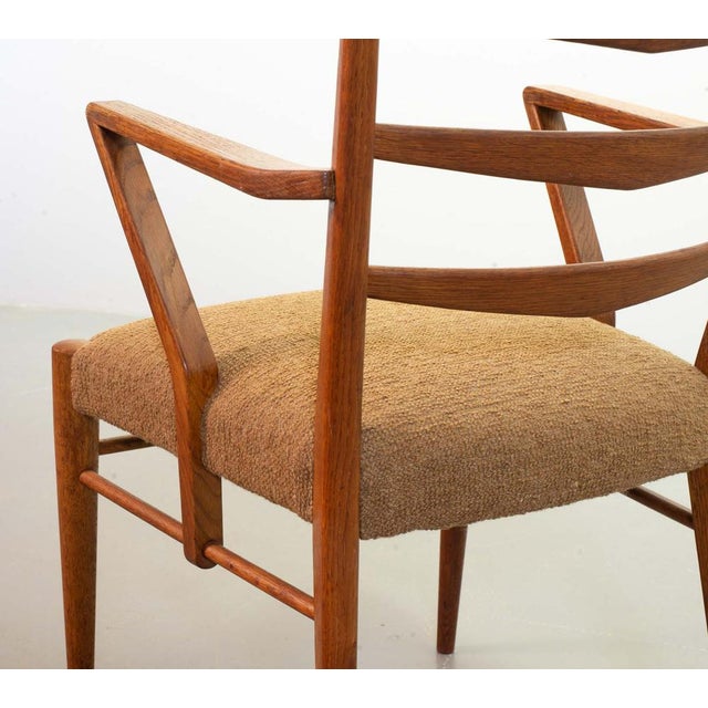 Set of Dutch Wooden Ladder Armchairs with Bouclé Fabric by Cees Braakman, Netherlands, 1950s For Sale - Image 12 of 18