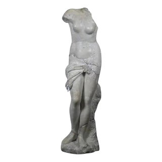 Venus statue with Dolphin Sculpture, White Composite For Sale